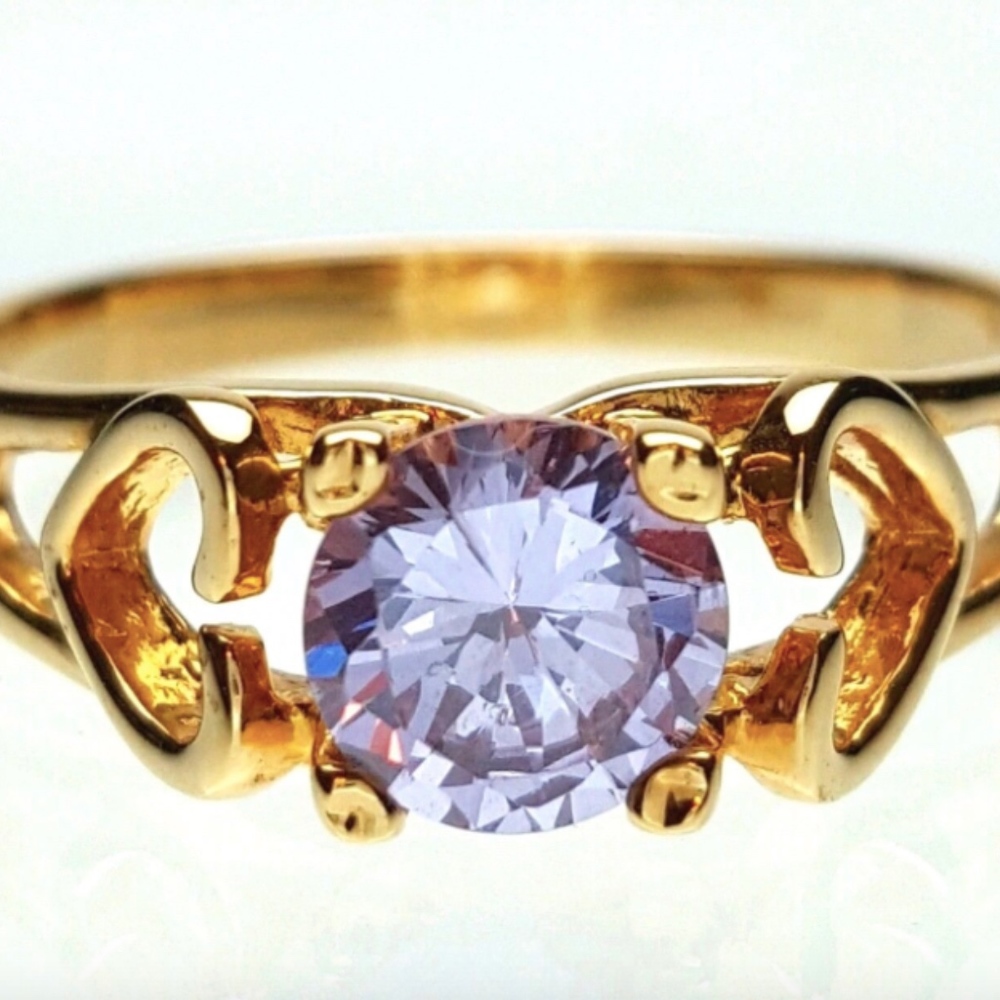 Gold Plated Gold Purple Cubic Zirconia Rings  sizes ,6,8 *